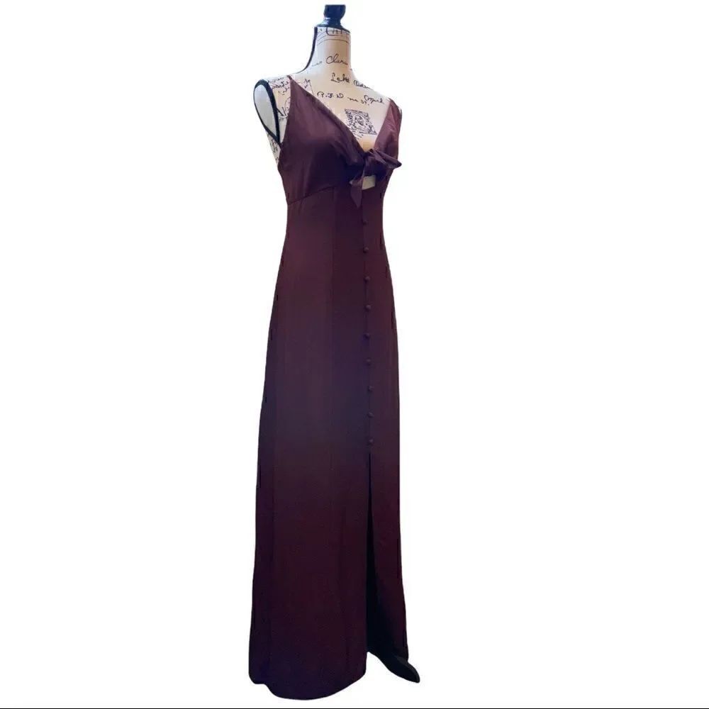 LèRumi Eggplant Midi/ Maxi Lola Dress with Front Bow Size S/ M adjustable strap